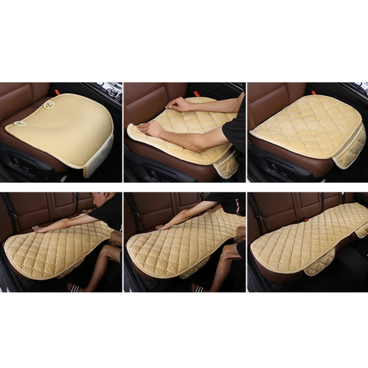 3 PCS / Set Luxurious Warm Car Seat Cover Cushion Universal Front Back Seat Covers Car Non-slip Chair Pad Warm Car Mats No Back Plush Cushion(Khaki) by buy2fix