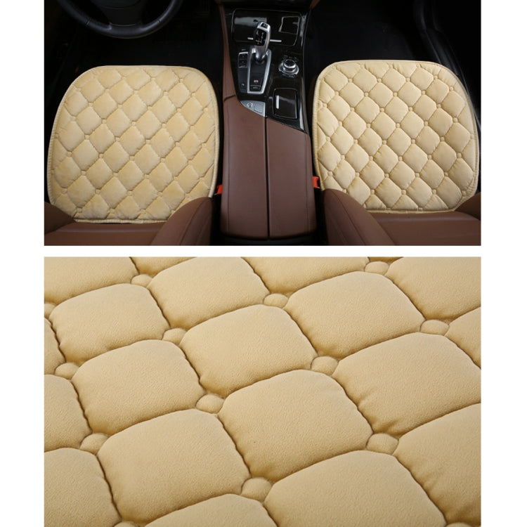 3 PCS / Set Luxurious Warm Car Seat Cover Cushion Universal Front Back Seat Covers Car Non-slip Chair Pad Warm Car Mats No Back Plush Cushion(Khaki) by buy2fix