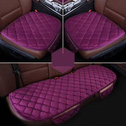 3 PCS / Set Luxurious Warm Car Seat Cover Cushion Universal Front Back Seat Covers Car Non-slip Chair Pad Warm Car Mats No Back Plush Cushion(Purple) by buy2fix