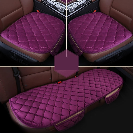 3 PCS / Set Luxurious Warm Car Seat Cover Cushion Universal Front Back Seat Covers Car Non-slip Chair Pad Warm Car Mats No Back Plush Cushion(Purple) by buy2fix