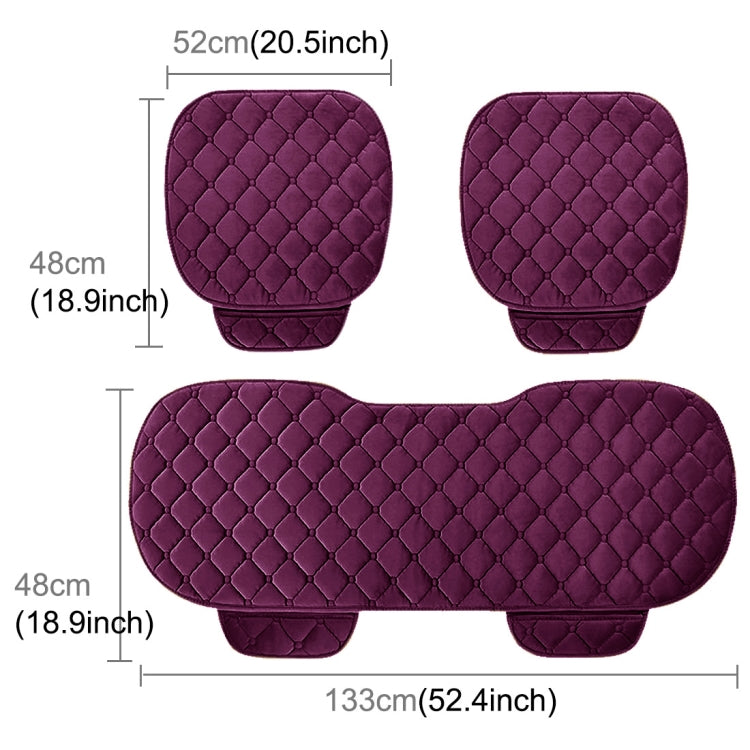 3 PCS / Set Luxurious Warm Car Seat Cover Cushion Universal Front Back Seat Covers Car Non-slip Chair Pad Warm Car Mats No Back Plush Cushion(Purple) by buy2fix