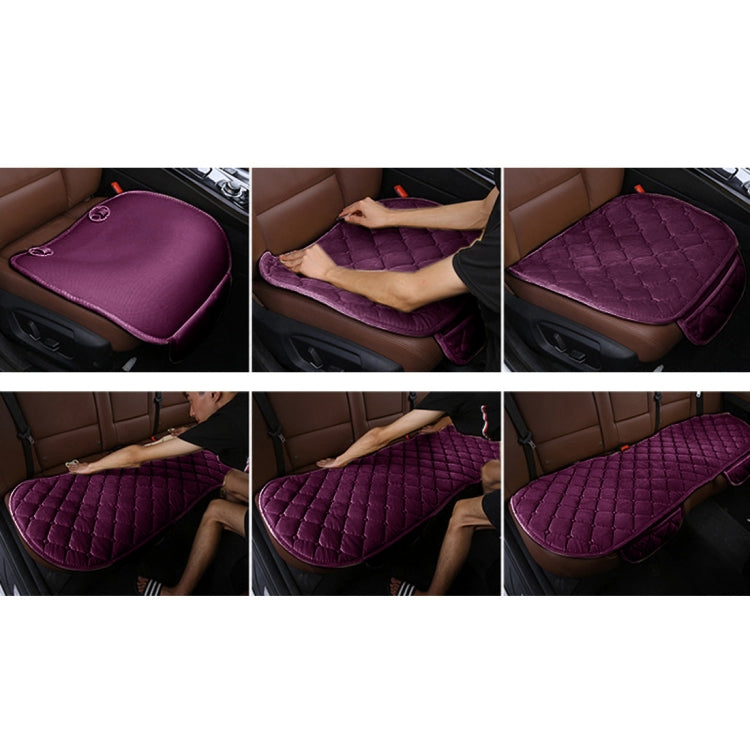 3 PCS / Set Luxurious Warm Car Seat Cover Cushion Universal Front Back Seat Covers Car Non-slip Chair Pad Warm Car Mats No Back Plush Cushion(Purple) by buy2fix