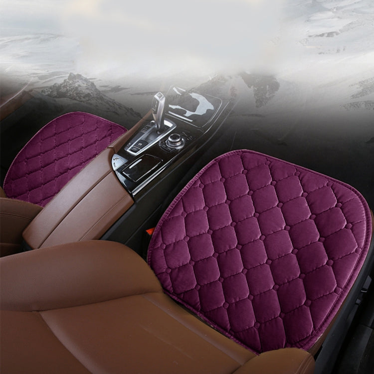 3 PCS / Set Luxurious Warm Car Seat Cover Cushion Universal Front Back Seat Covers Car Non-slip Chair Pad Warm Car Mats No Back Plush Cushion(Purple) by buy2fix