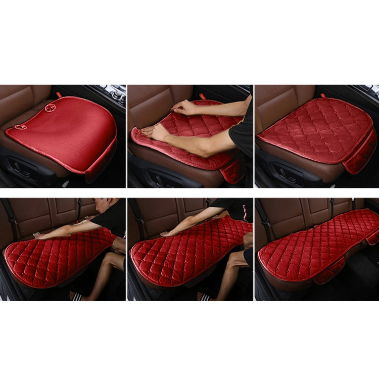 3 PCS / Set Luxurious Warm Car Seat Cover Cushion Universal Front Back Seat Covers Car Non-slip Chair Pad Warm Car Mats No Back Plush Cushion(Red) by buy2fix