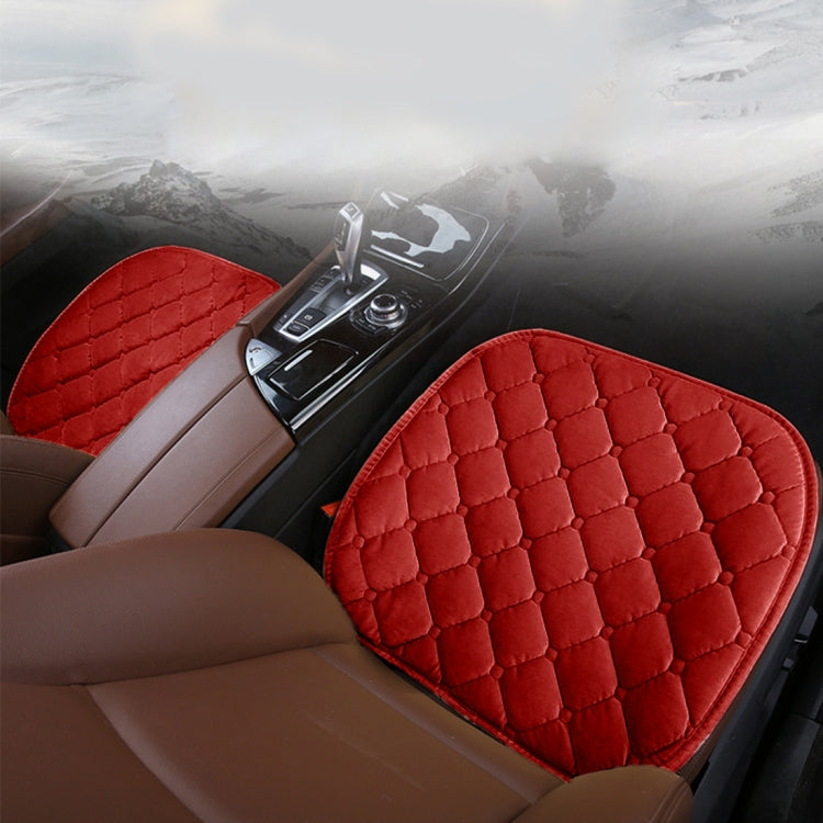 3 PCS / Set Luxurious Warm Car Seat Cover Cushion Universal Front Back Seat Covers Car Non-slip Chair Pad Warm Car Mats No Back Plush Cushion(Red) by buy2fix