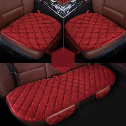 3 PCS / Set Luxurious Warm Car Seat Cover Cushion Universal Front Back Seat Covers Car Non-slip Chair Pad Warm Car Mats No Back Plush Cushion(Red) by buy2fix