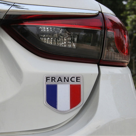 Shield Shape Metal Car Badge Decorative Sticker, Size: Small(French Flag)