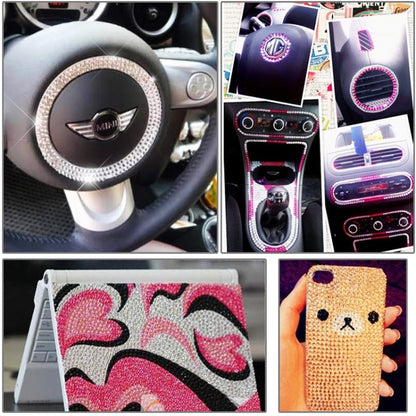 4mm Glitter Crystal Diamond Decoration / Shining Rhinestone Sticker for Car Sticker & Cell Phone Ornament(Pink White) by buy2fix