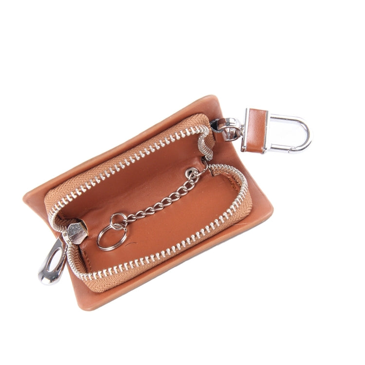 Universal Leather Flash Powder Texture Waist Hanging Zipper Wallets Key Holder Bag (No Include Key)(Brown) by buy2fix