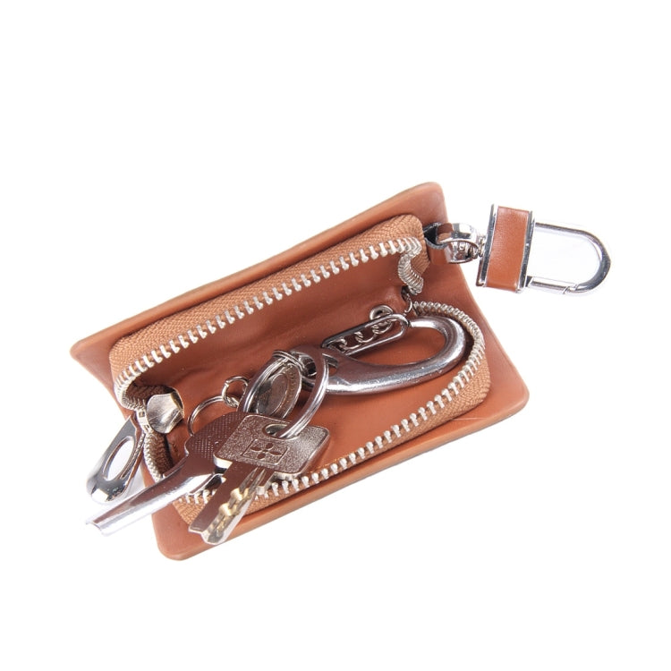 Universal Leather Flash Powder Texture Waist Hanging Zipper Wallets Key Holder Bag (No Include Key)(Brown) by buy2fix