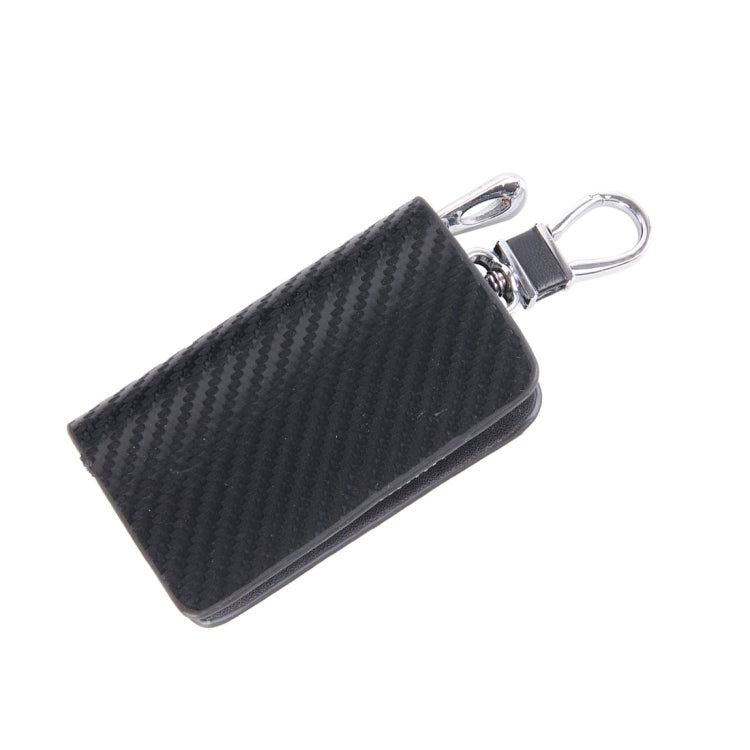 Universal Leather Carbon Fiber Texture Waist Hanging Zipper Wallets Key Holder Bag (No Include Key)(Black) by buy2fix