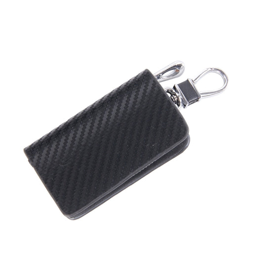 Universal Leather Carbon Fiber Texture Waist Hanging Zipper Wallets Key Holder Bag (No Include Key)(Black) by buy2fix