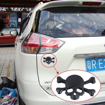 Skull And Cross Bone Shape Shining Metal Car Universal Sticker(Black) by buy2fix