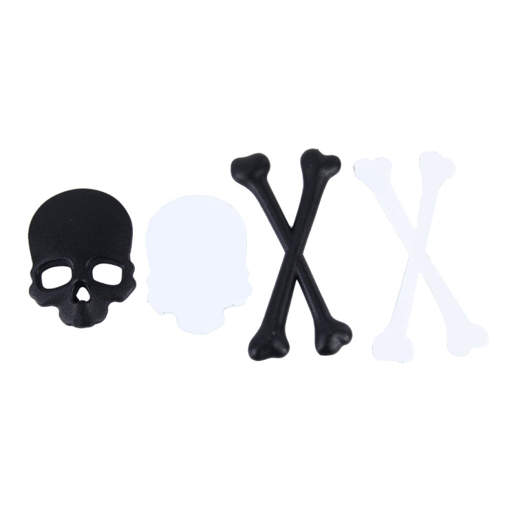 Skull And Cross Bone Shape Shining Metal Car Universal Sticker(Black) by buy2fix