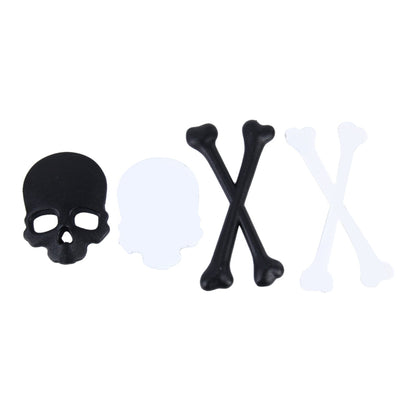 Skull And Cross Bone Shape Shining Metal Car Universal Sticker(Black) by buy2fix