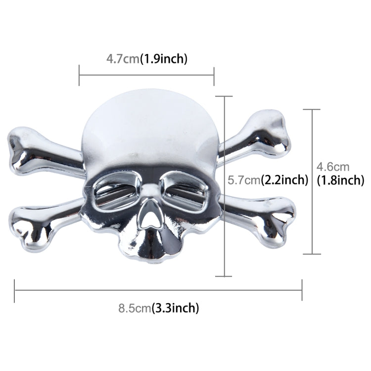 Skull And Cross Bone Shape Shining Metal Car Universal Sticker(Silver) by buy2fix