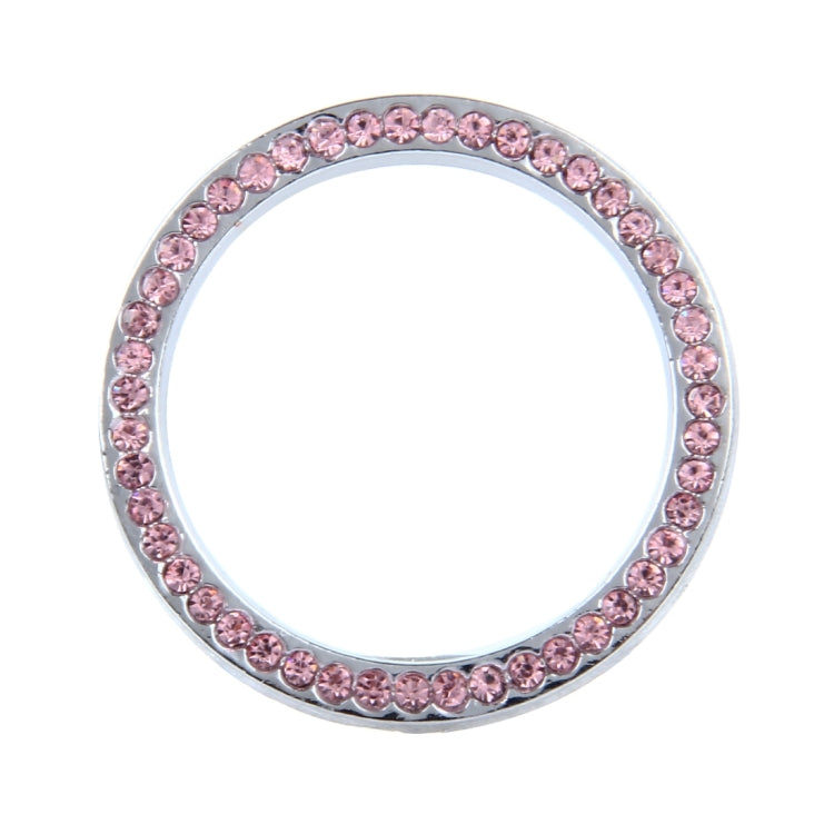 Universal Car Aluminum Steering Wheel Decoration Ring with Diamond For Start Stop Engine System(Pink) by buy2fix