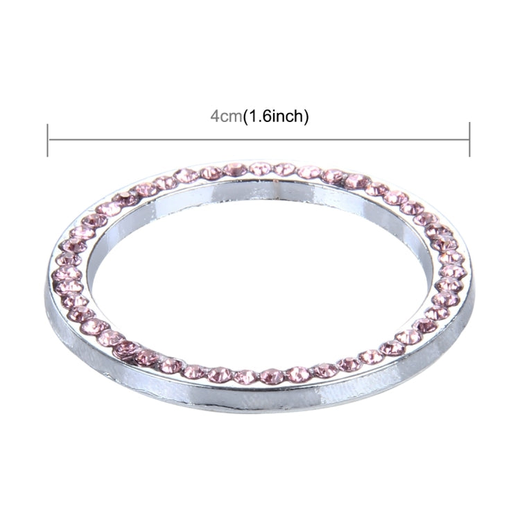 Universal Car Aluminum Steering Wheel Decoration Ring with Diamond For Start Stop Engine System(Pink) by buy2fix