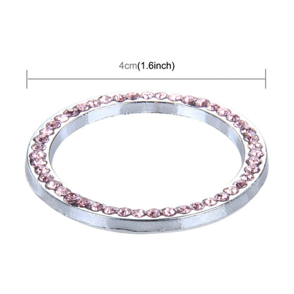 Universal Car Aluminum Steering Wheel Decoration Ring with Diamond For Start Stop Engine System(Pink) by buy2fix