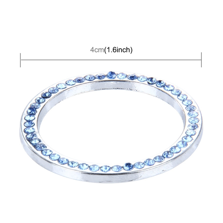 Universal Car Aluminum Steering Wheel Decoration Ring with Diamond For Start Stop Engine System(Blue) by buy2fix