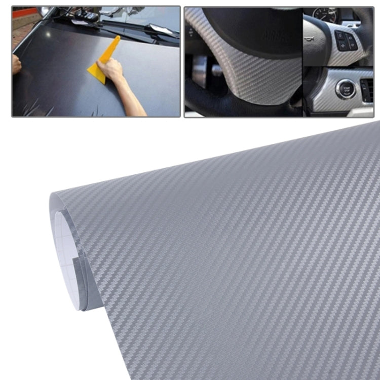 Car Decorative 3D Carbon Fiber PVC Sticker, Size: 152cm x 50cm (Light Grey) by buy2fix