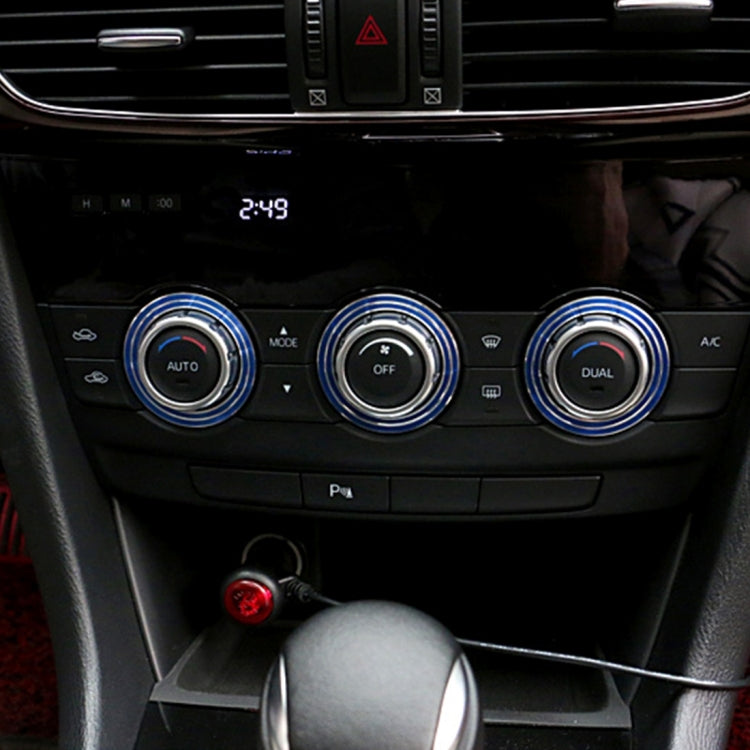 3 PCS Car Aluminum Air Conditioner Knob Case For ATENZA(Blue) by buy2fix