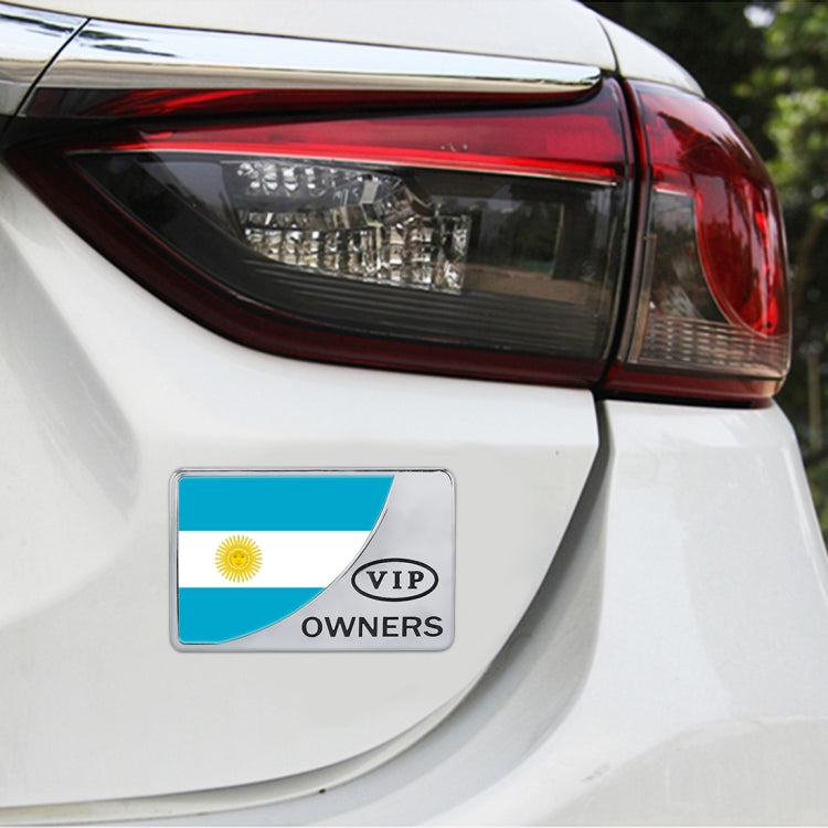 Universal Car Argentina Flag Rectangle Shape VIP Metal Decorative Sticker (Silver) by buy2fix