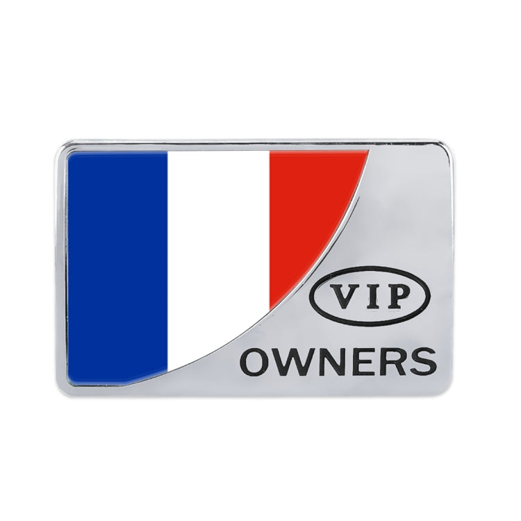 Universal Car France Flag Rectangle Shape VIP Metal Decorative Sticker (Silver) by buy2fix