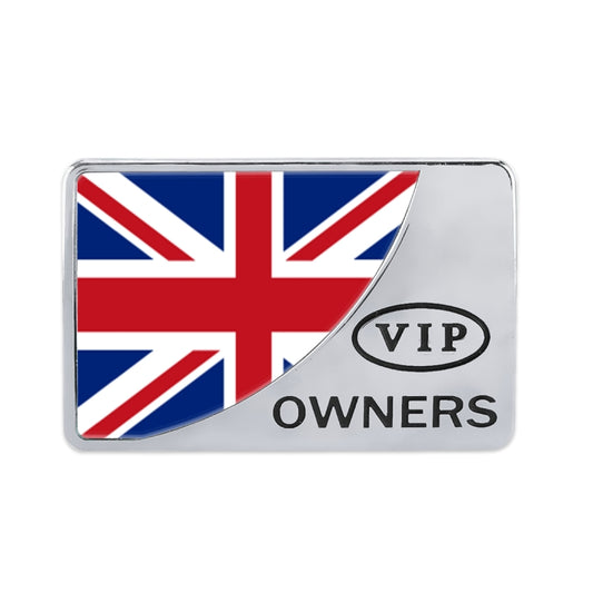 Universal Car UK Flag Rectangle Shape VIP Metal Decorative Sticker (Silver) by buy2fix