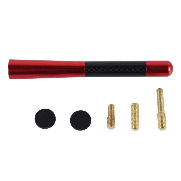 Carbon Fiber Aluminum Short Antenna Polished Universal Screws Base(Big Size)(Red) by buy2fix