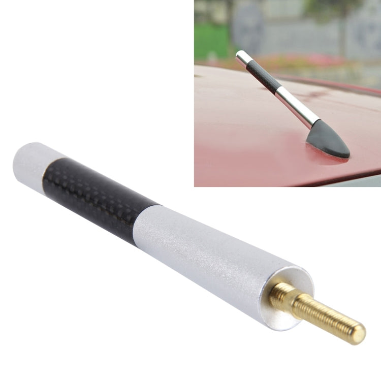 Carbon Fiber Aluminum Short Antenna Polished Universal Screws Base(Big Size)(Silver) by buy2fix