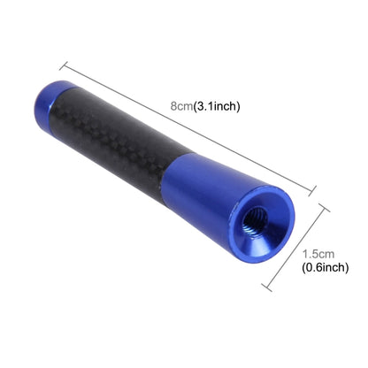 Carbon Fiber Aluminum Short Antenna Polished Universal Screws Base(Medium Size) (Blue) by buy2fix