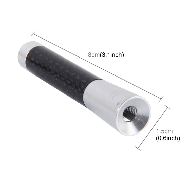 Carbon Fiber Aluminum Short Antenna Polished Universal Screws Base(Medium Size) (Silver) by buy2fix