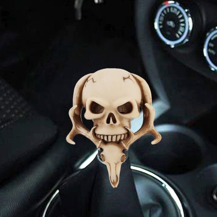 Universal Vehicle Car Creative Skull Double Heads Shaped Shifter Cover Manual Automatic Gear Shift Knob (Beige) by buy2fix