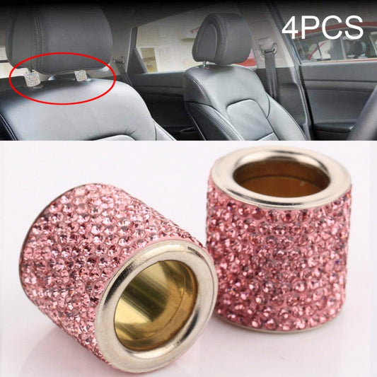 4 PCS Car Crystal Head Pillow Modified Decoration (Pink) - Seat Accessories by buy2fix | Online Shopping UK | buy2fix