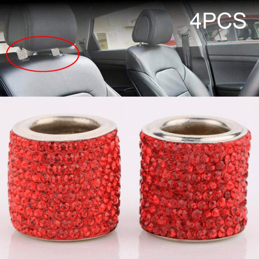 4 PCS Car Crystal Head Pillow Modified Decoration (Red) - Seat Accessories by buy2fix | Online Shopping UK | buy2fix