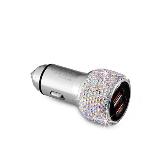 Car Diamond Aluminium Alloy QC3.0 Dual USB Quick Charger(Colour) - Car Charger by buy2fix | Online Shopping UK | buy2fix