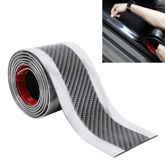 Universal Electroplate Carbon Fibre Car Door Threshold Decoration Strip Decorative Sticker, Size : 7CM x 2M (Silver)
