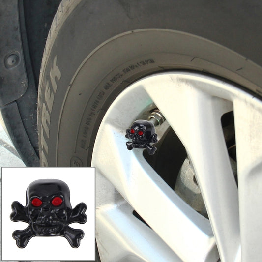 4 PCS Universal Skull Shape Gas Cap Mouthpiece Cover Gas Cap Tire Cap Car Motor Bicycle Tire Valve Caps(Black) - Tire Valve Caps by buy2fix | Online Shopping UK | buy2fix