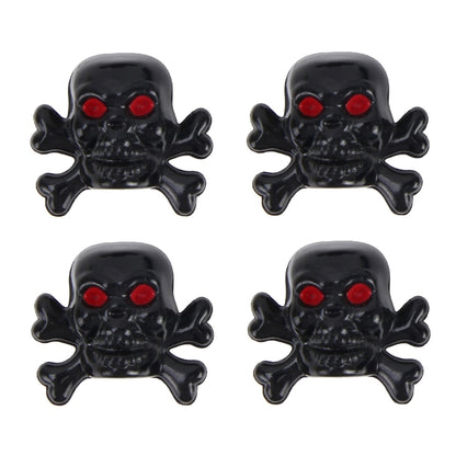 4 PCS Universal Skull Shape Gas Cap Mouthpiece Cover Gas Cap Tire Cap Car Motor Bicycle Tire Valve Caps(Black) - Tire Valve Caps by buy2fix | Online Shopping UK | buy2fix