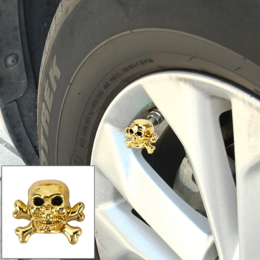 4 PCS Universal Skull Shape Gas Cap Mouthpiece Cover Gas Cap Tire Cap Car Motor Bicycle Tire Valve Caps(Gold) - Tire Valve Caps by buy2fix | Online Shopping UK | buy2fix