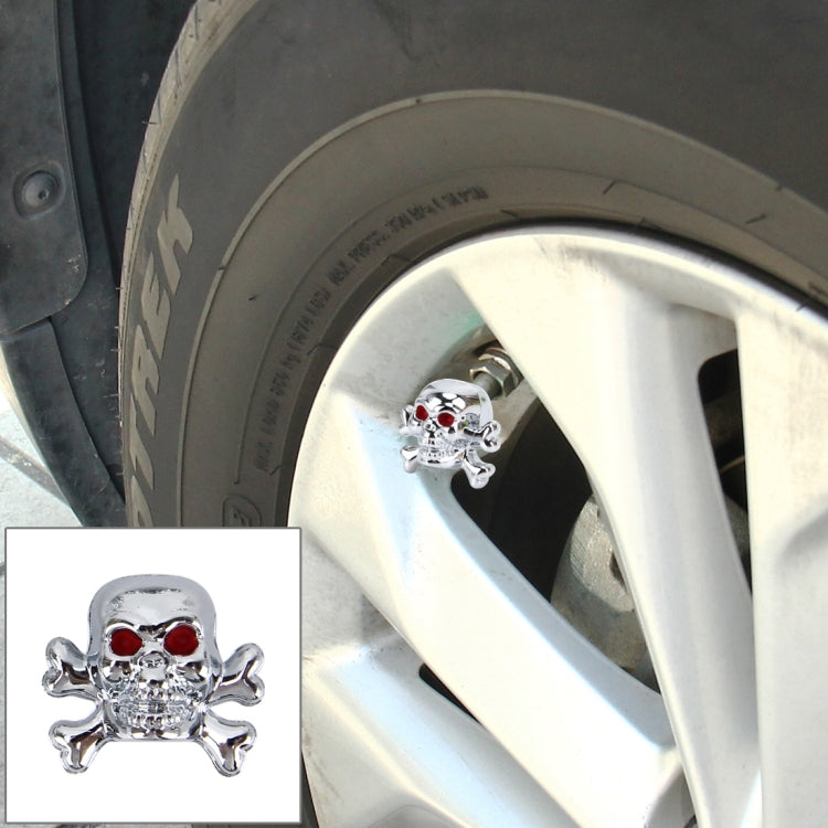 4 PCS Universal Skull Shape Gas Cap Mouthpiece Cover Gas Cap Tire Cap Car Motor Bicycle Tire Valve Caps(Silver) - Tire Valve Caps by buy2fix | Online Shopping UK | buy2fix