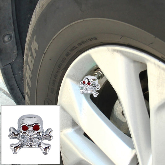 4 PCS Universal Skull Shape Gas Cap Mouthpiece Cover Gas Cap Tire Cap Car Motor Bicycle Tire Valve Caps(Silver) - Tire Valve Caps by buy2fix | Online Shopping UK | buy2fix