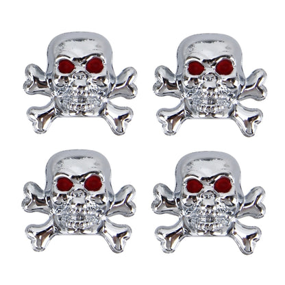 4 PCS Universal Skull Shape Gas Cap Mouthpiece Cover Gas Cap Tire Cap Car Motor Bicycle Tire Valve Caps(Silver) - Tire Valve Caps by buy2fix | Online Shopping UK | buy2fix