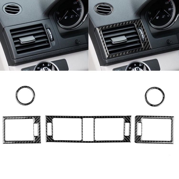 Car Carbon Fiber Air Outlet Ring + Intermediate Air Outlet + Side Air Outlet Panel Decorative Sticker for Mercedes-Benz W204 2007-2010 by buy2fix
