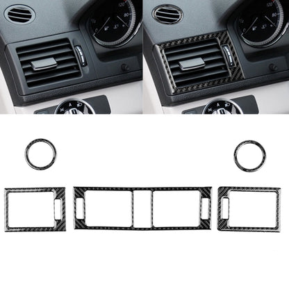 Car Carbon Fiber Air Outlet Ring + Intermediate Air Outlet + Side Air Outlet Panel Decorative Sticker for Mercedes-Benz W204 2007-2010 by buy2fix