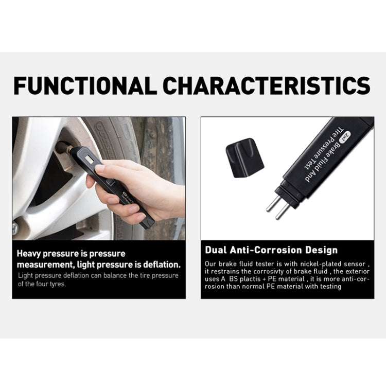 Car 2 in 1 Diagnostic Tool Brake Fluid Liquid Tire Pressure Tester - Electronic Test by buy2fix | Online Shopping UK | buy2fix