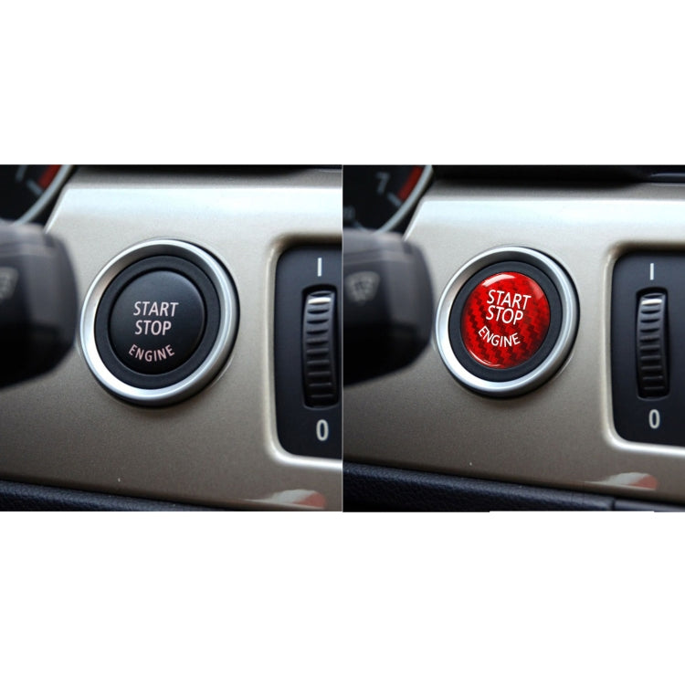 Car Carbon Fiber Engine Start Button Decoration Cover Trim for BMW E Chassis(Red) by buy2fix