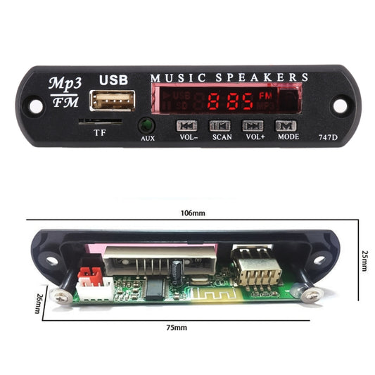 Car 12V Audio MP3 Player Decoder Board FM Radio TF USB 3.5 mm AUX, without Bluetooth and Recording by buy2fix