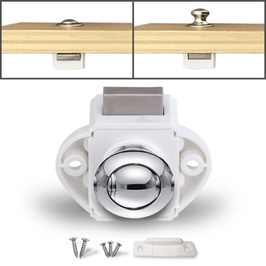 Press Type Drawer Cabinet Catch Latch Release Cupboard Door Stop Drawer Cabinet Locker for RV / Yacht / Furniture(Chrome) - Locks & Hasps by buy2fix | Online Shopping UK | buy2fix